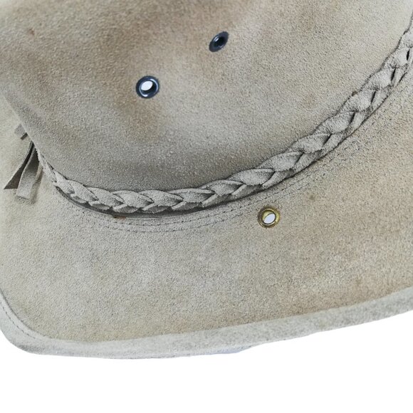 BC Hats Steer Hide Australian Outback Bush Hat Size L Suede Leather Safari - Picture 9 of 12